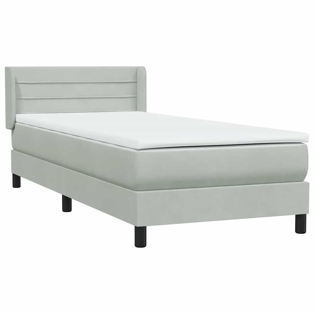 Box Spring Postel S Matrací Samet Světle Šedá