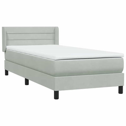 Box Spring Postel S Matrací Samet Světle Šedá