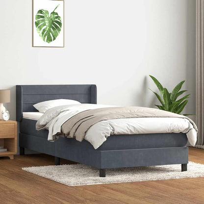 Box Spring Postel S Matrací Samet Tmavě Šedá
