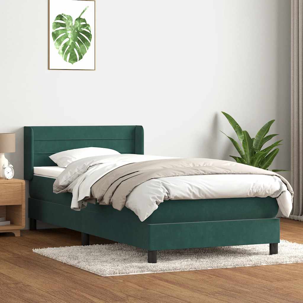 Box Spring Postel S Matrací Samet Tmavě Zelená