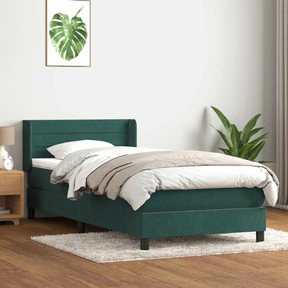Box Spring Postel S Matrací Samet Tmavě Zelená