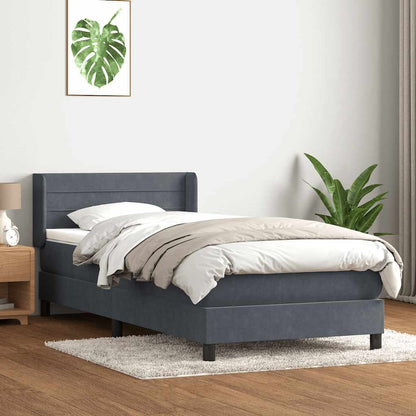 Box Spring Postel S Matrací Samet Tmavě Šedá