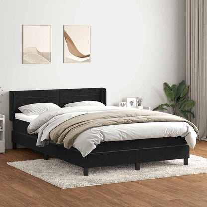 Box Spring Postel S Matrací Černá Samet Černá