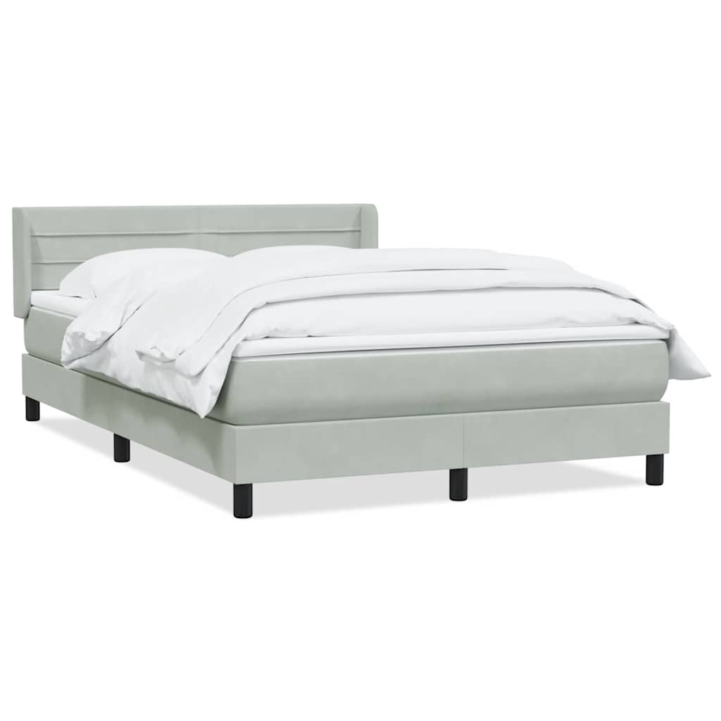 Box Spring Postel S Matrací Samet Světle Šedá