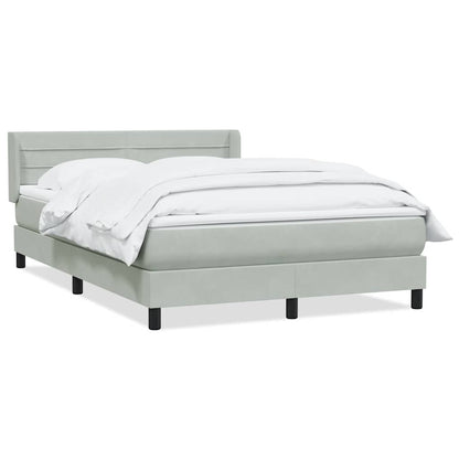 Box Spring Postel S Matrací Samet Světle Šedá