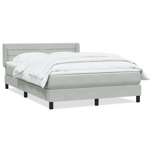 Box Spring Postel S Matrací Samet Světle Šedá