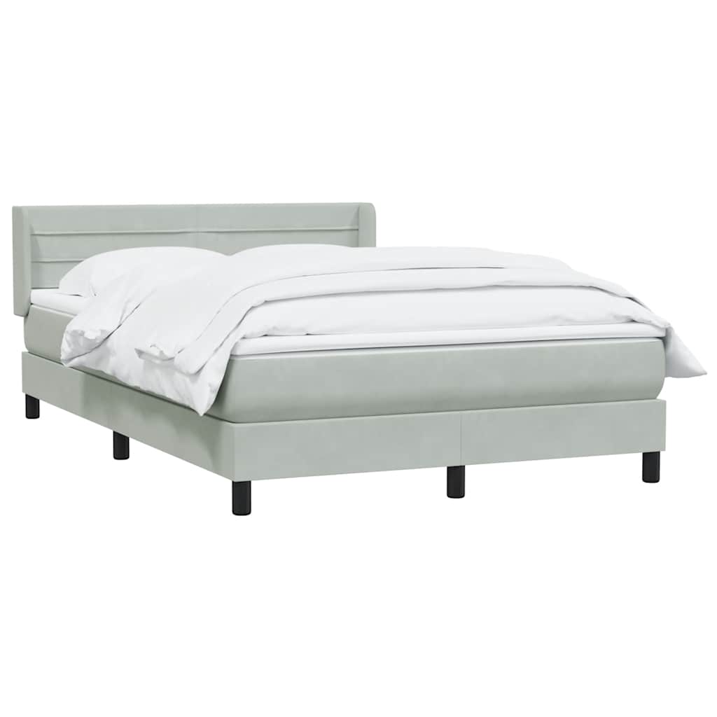 Box Spring Postel S Matrací Samet Světle Šedá