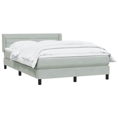 Box Spring Postel S Matrací Samet Světle Šedá