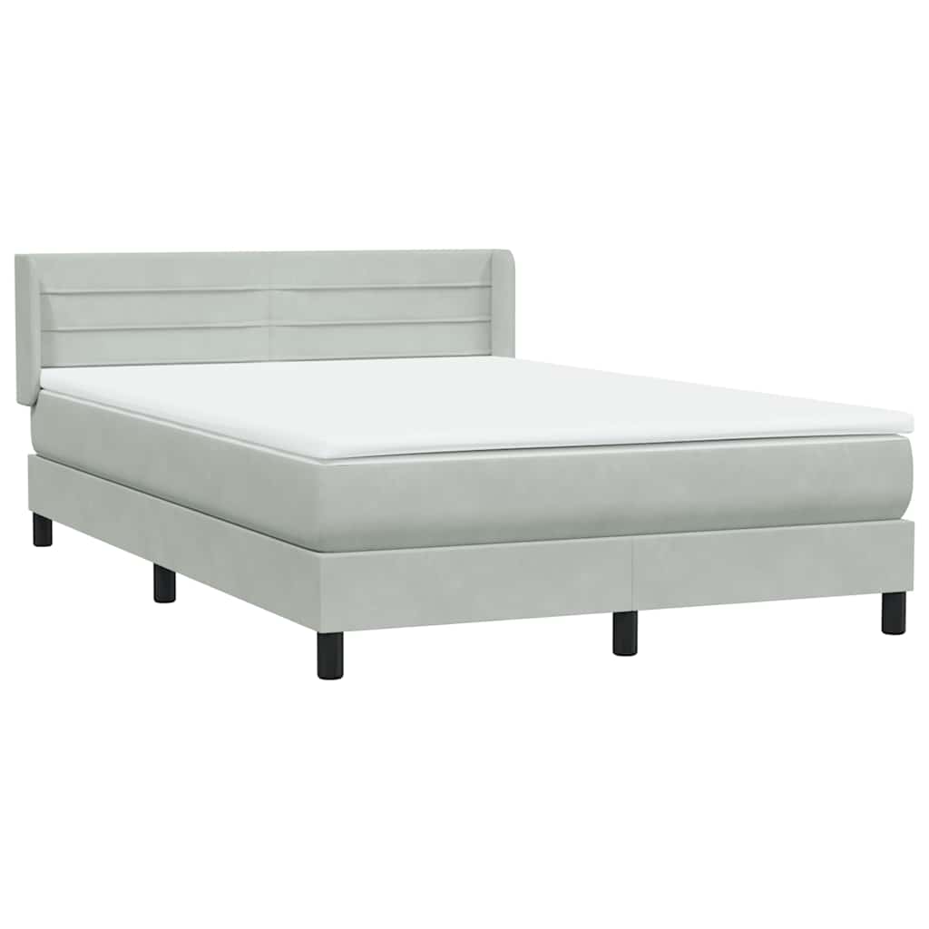 Box Spring Postel S Matrací Samet Světle Šedá