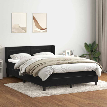 Box Spring Postel S Matrací Černá Samet Černá