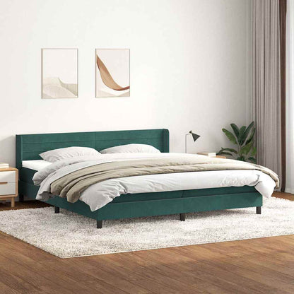 Box Spring Postel S Matrací Samet Tmavě Zelená