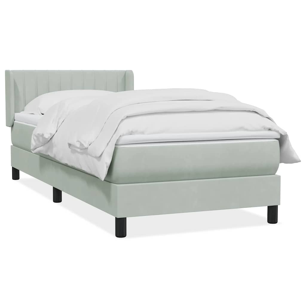 Box Spring Postel S Matrací Samet Světle Šedá