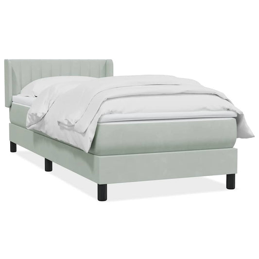 Box Spring Postel S Matrací Samet Světle Šedá
