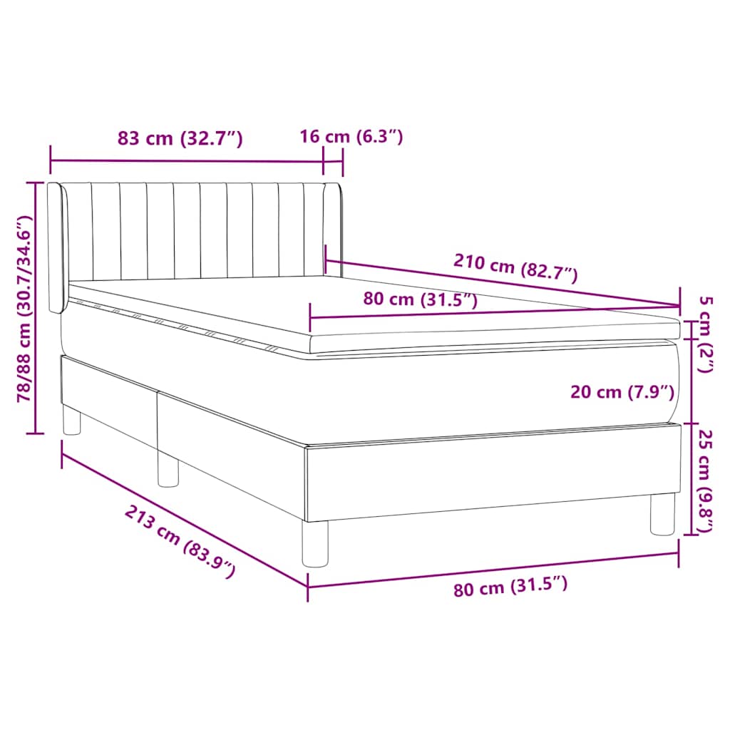 Box Spring Postel S Matrací Samet Světle Šedá