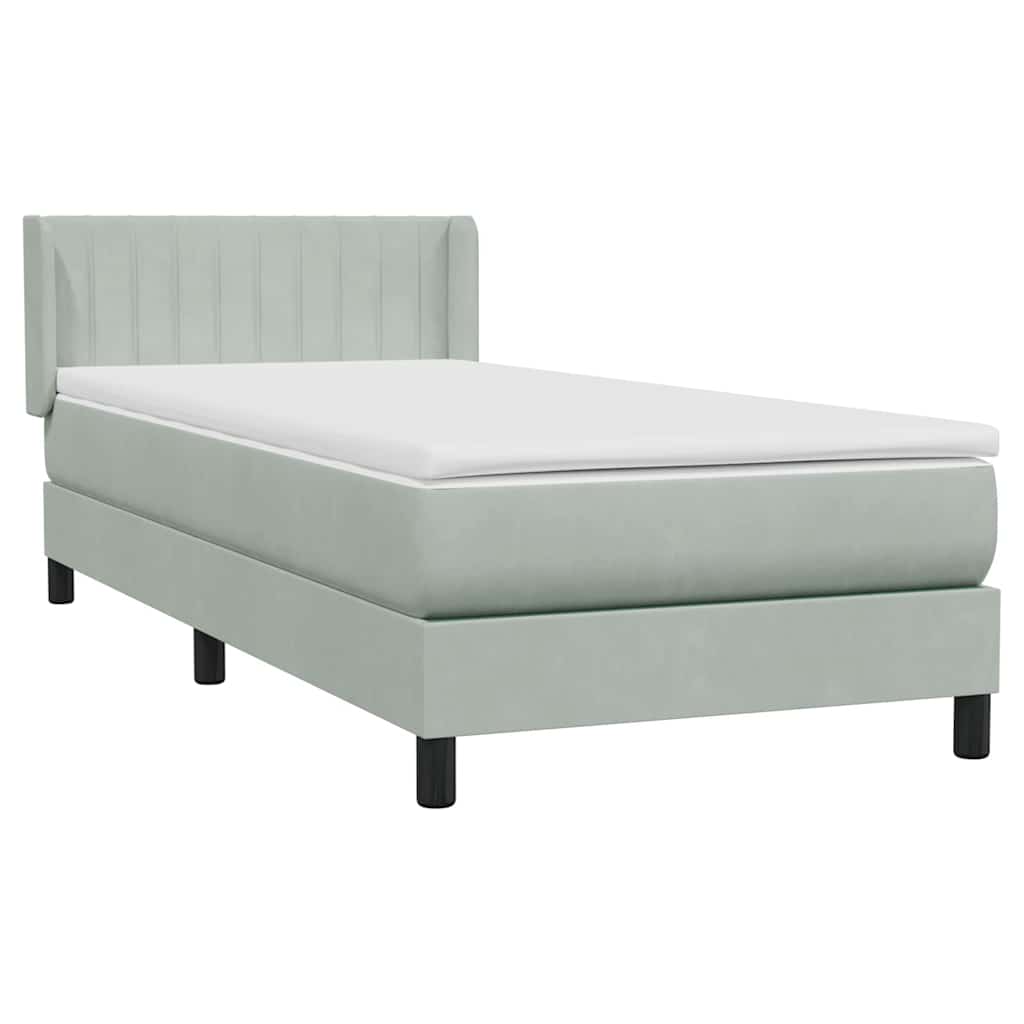 Box Spring Postel S Matrací Samet Světle Šedá