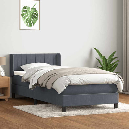 Box Spring Postel S Matrací Samet Tmavě Šedá