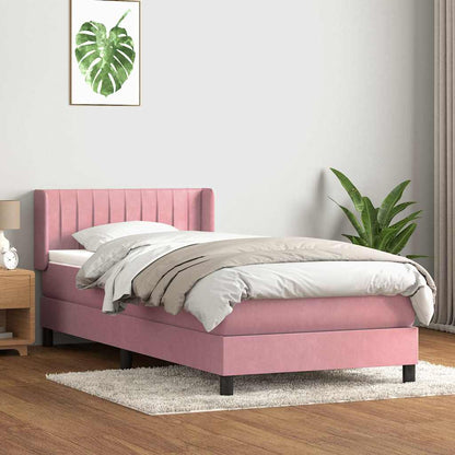 Box Spring Postel S Matrací Růžový Samet Růžová