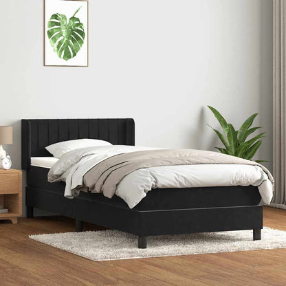 Box Spring Postel S Matrací Černá Samet Černá