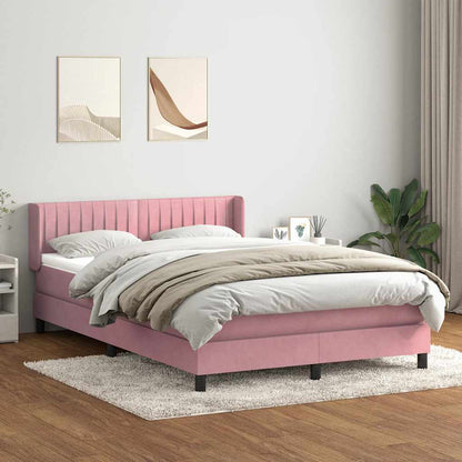Box Spring Postel S Matrací Růžový Samet Růžová
