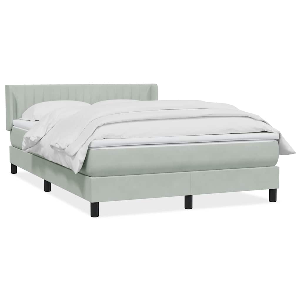 Box Spring Postel S Matrací Samet Světle Šedá