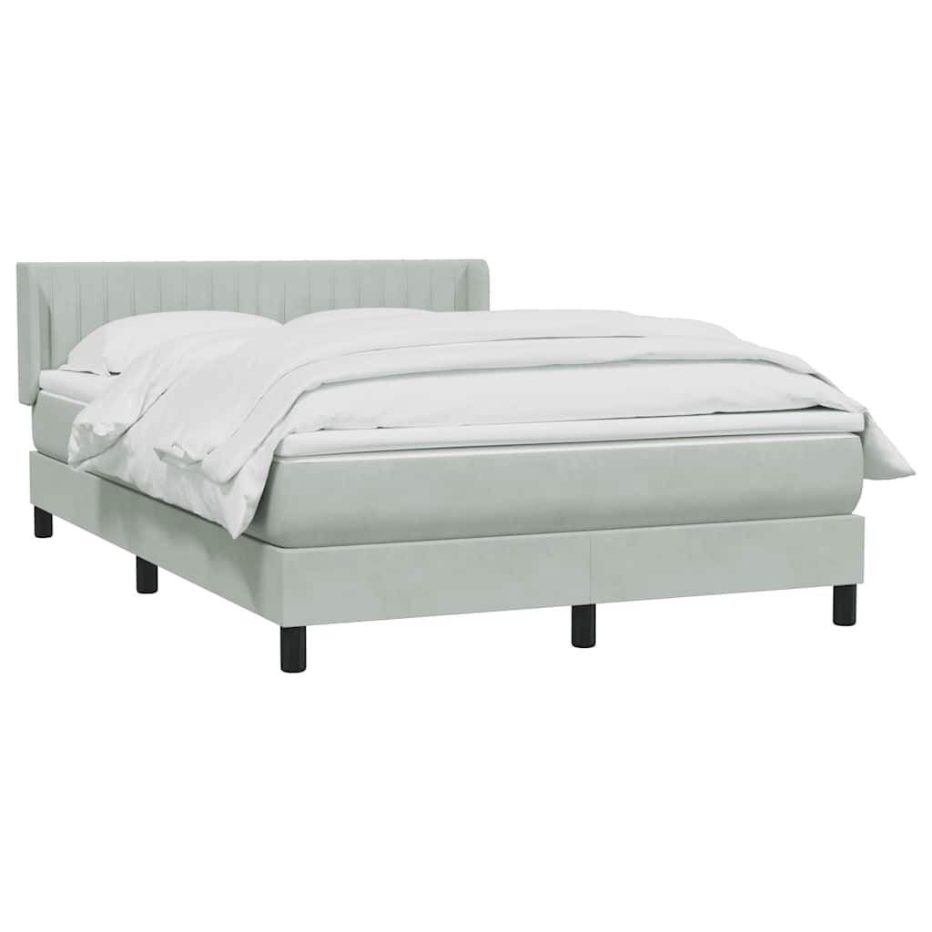 Box Spring Postel S Matrací Samet Světle Šedá