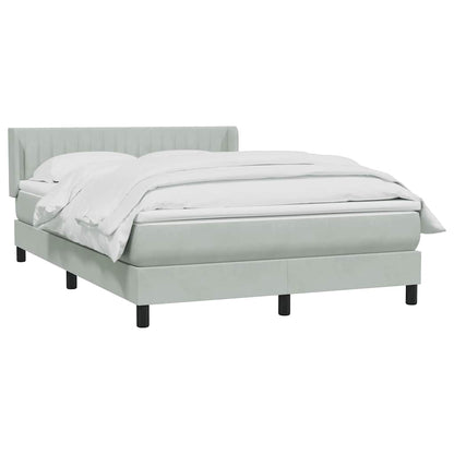 Box Spring Postel S Matrací Samet Světle Šedá