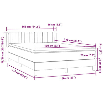 Box Spring Postel S Matrací Samet Světle Šedá