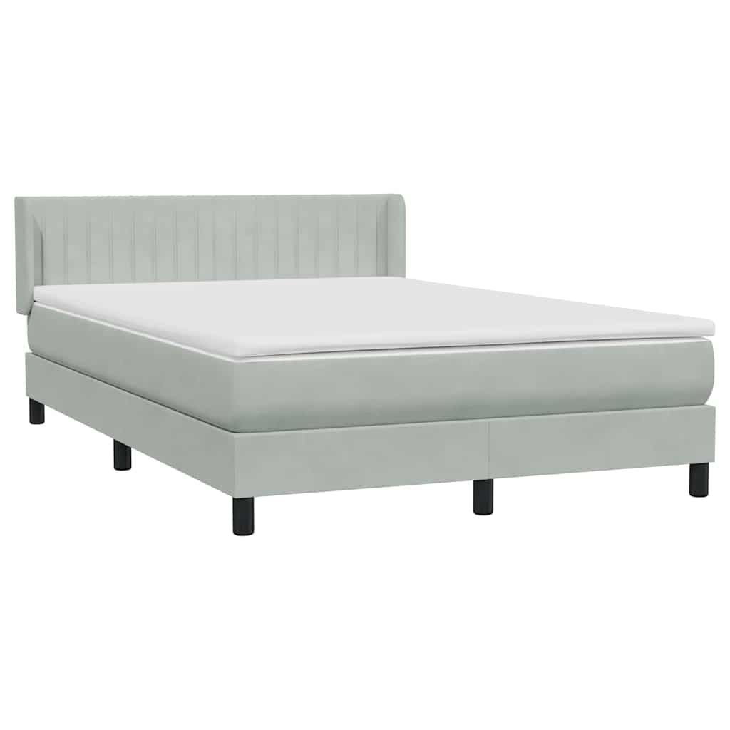 Box Spring Postel S Matrací Samet Světle Šedá