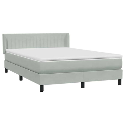 Box Spring Postel S Matrací Samet Světle Šedá