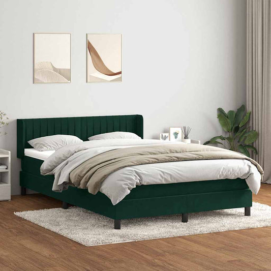 Box Spring Postel S Matrací Samet Tmavě Zelená