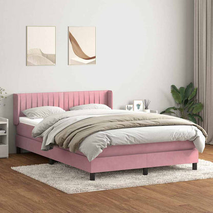 Box Spring Postel S Matrací Růžový Samet Růžová