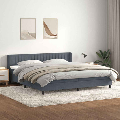 Box Spring Postel S Matrací Samet Tmavě Šedá