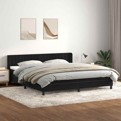 Box Spring Postel S Matrací Černá Samet Černá