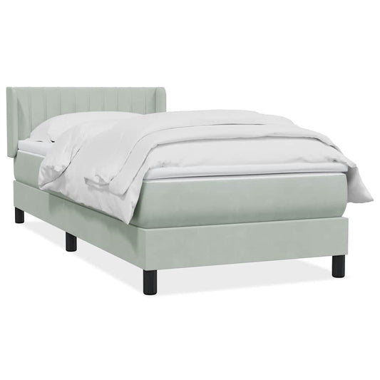 Box Spring Postel S Matrací Samet Světle Šedá