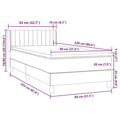 Box Spring Postel S Matrací Samet Světle Šedá