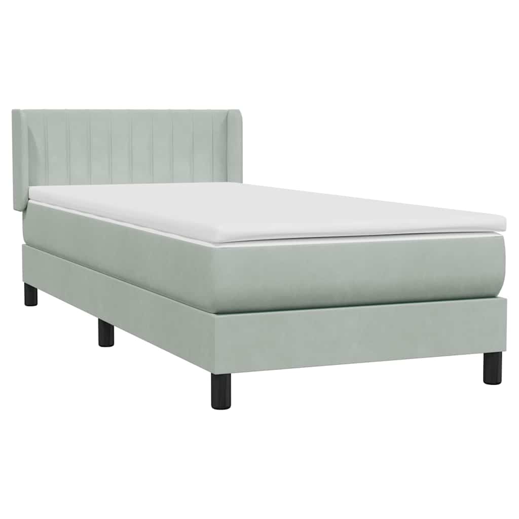 Box Spring Postel S Matrací Samet Světle Šedá