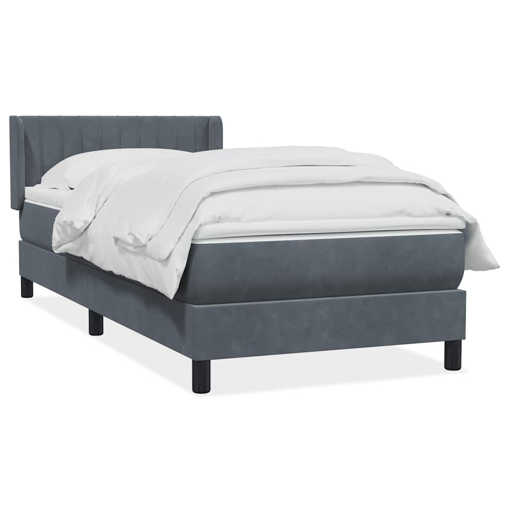 Box Spring Postel S Matrací Samet Tmavě Šedá