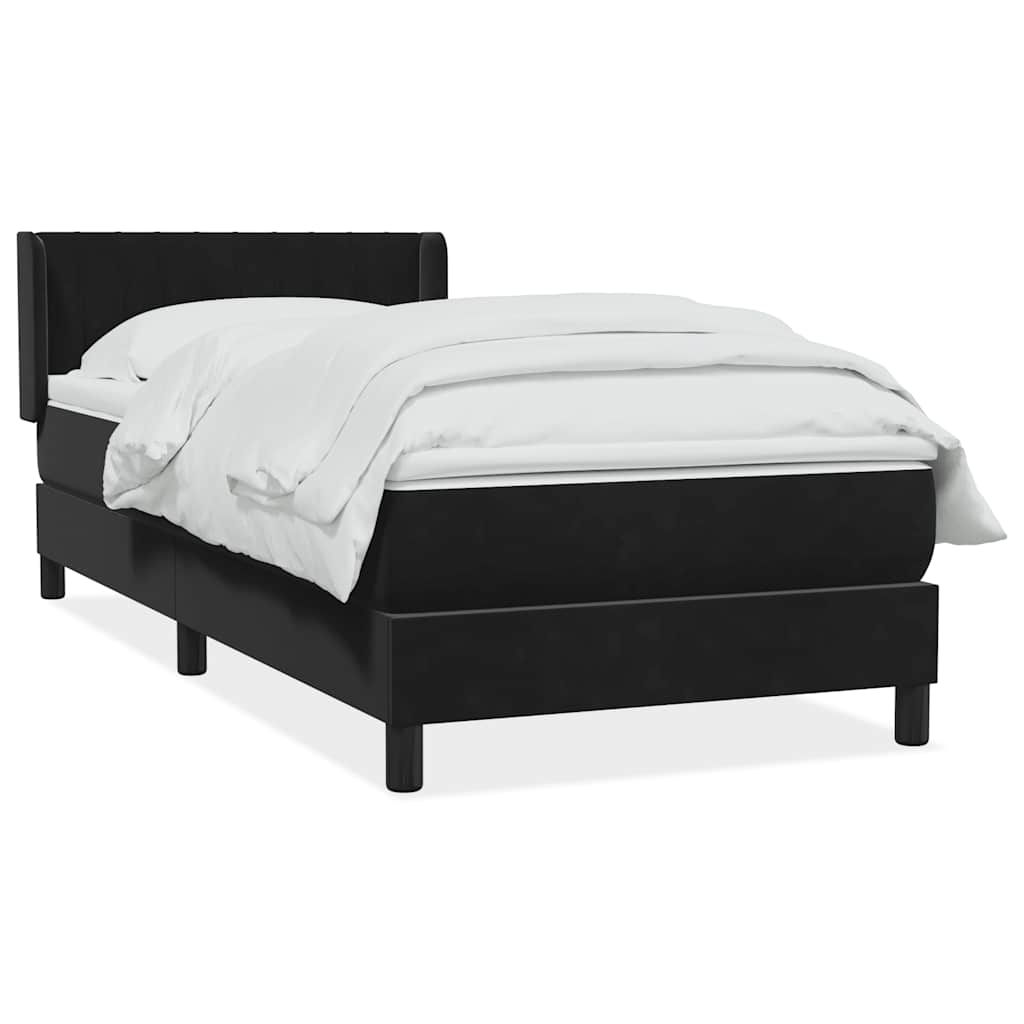 Box Spring Postel S Matrací Černá Samet Černá