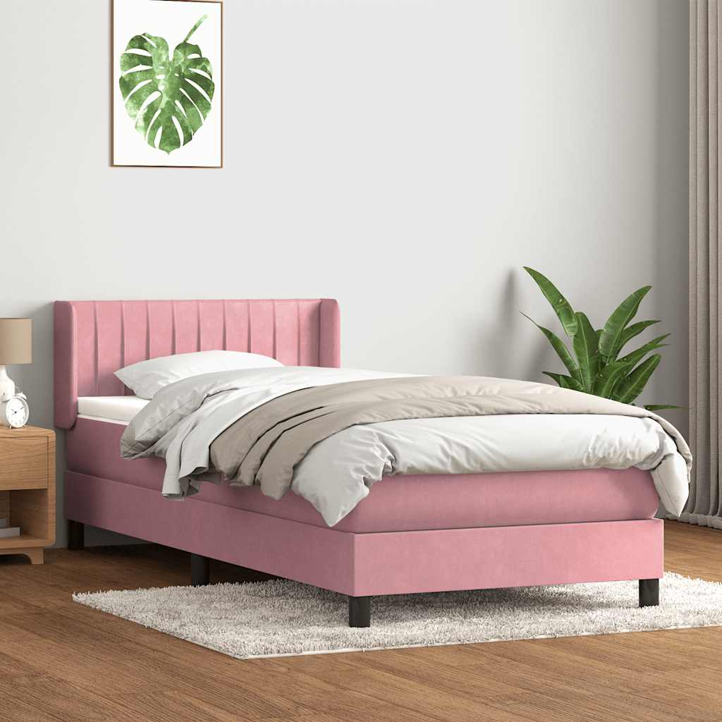 Box Spring Postel S Matrací Růžový Samet Růžová