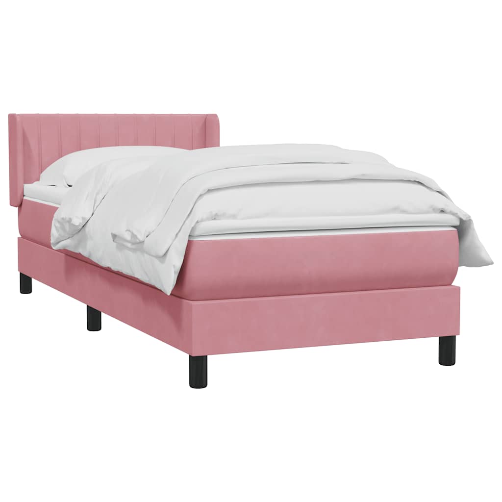 Box Spring Postel S Matrací Růžový Samet Růžová