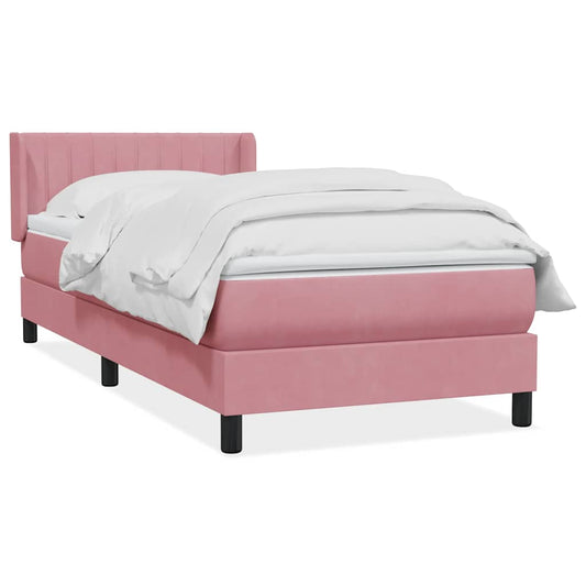 Box Spring Postel S Matrací Růžový Samet Růžová