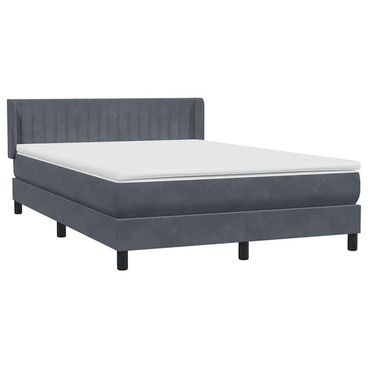 Box Spring Postel S Matrací Samet Tmavě Šedá