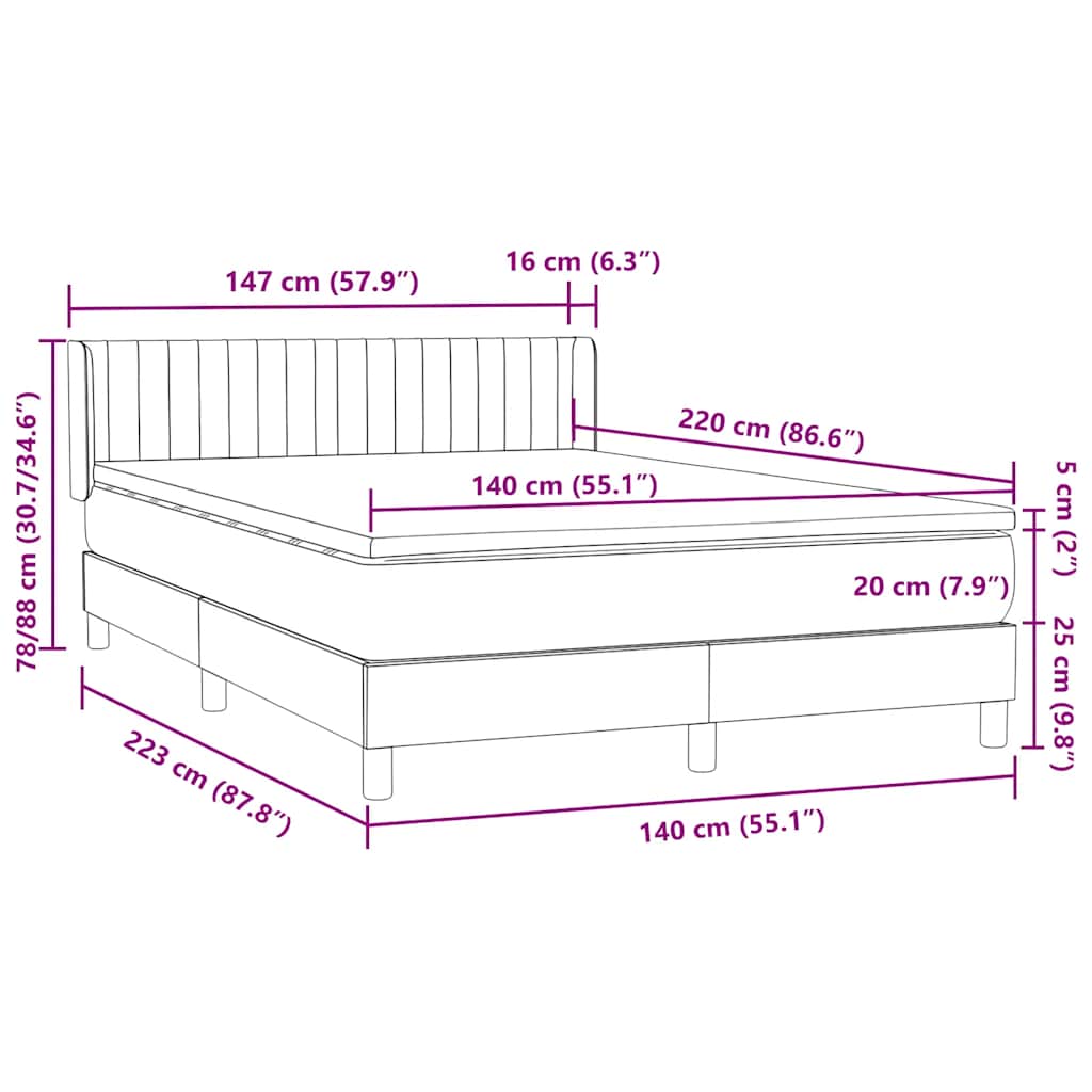 Box Spring Postel S Matrací Samet Tmavě Šedá