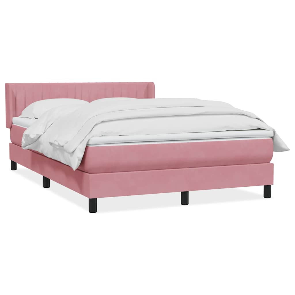 Box Spring Postel S Matrací Růžový Samet Růžová