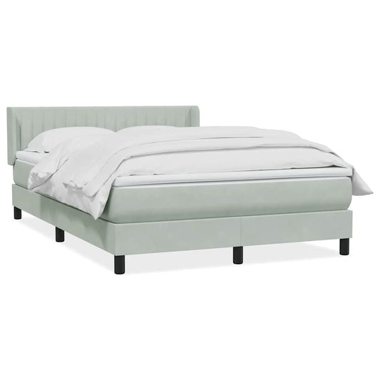 Box Spring Postel S Matrací Samet Světle Šedá