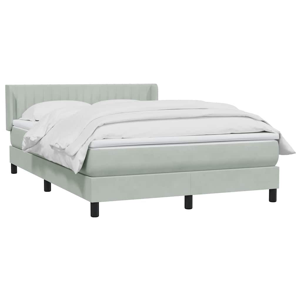 Box Spring Postel S Matrací Samet Světle Šedá