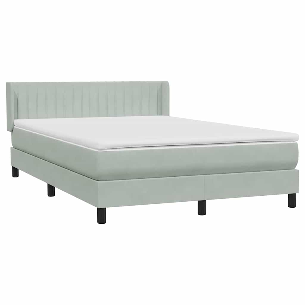 Box Spring Postel S Matrací Samet Světle Šedá