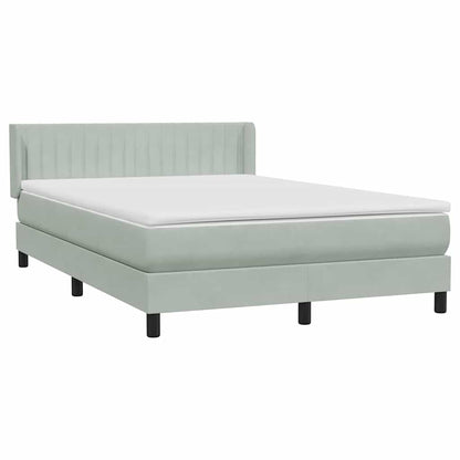 Box Spring Postel S Matrací Samet Světle Šedá