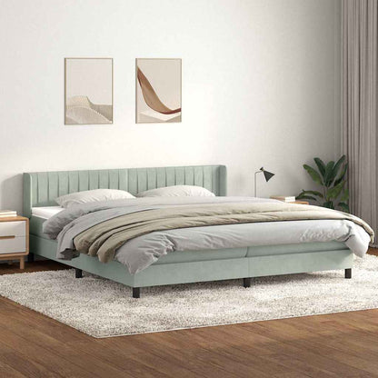 Box Spring Postel S Matrací Samet Světle Šedá