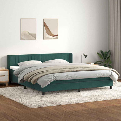 Box Spring Postel S Matrací Samet Tmavě Zelená